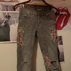 Zara flower jeans